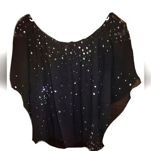 Embellished Guess Rhinestone sheer flowy Shimmer Top